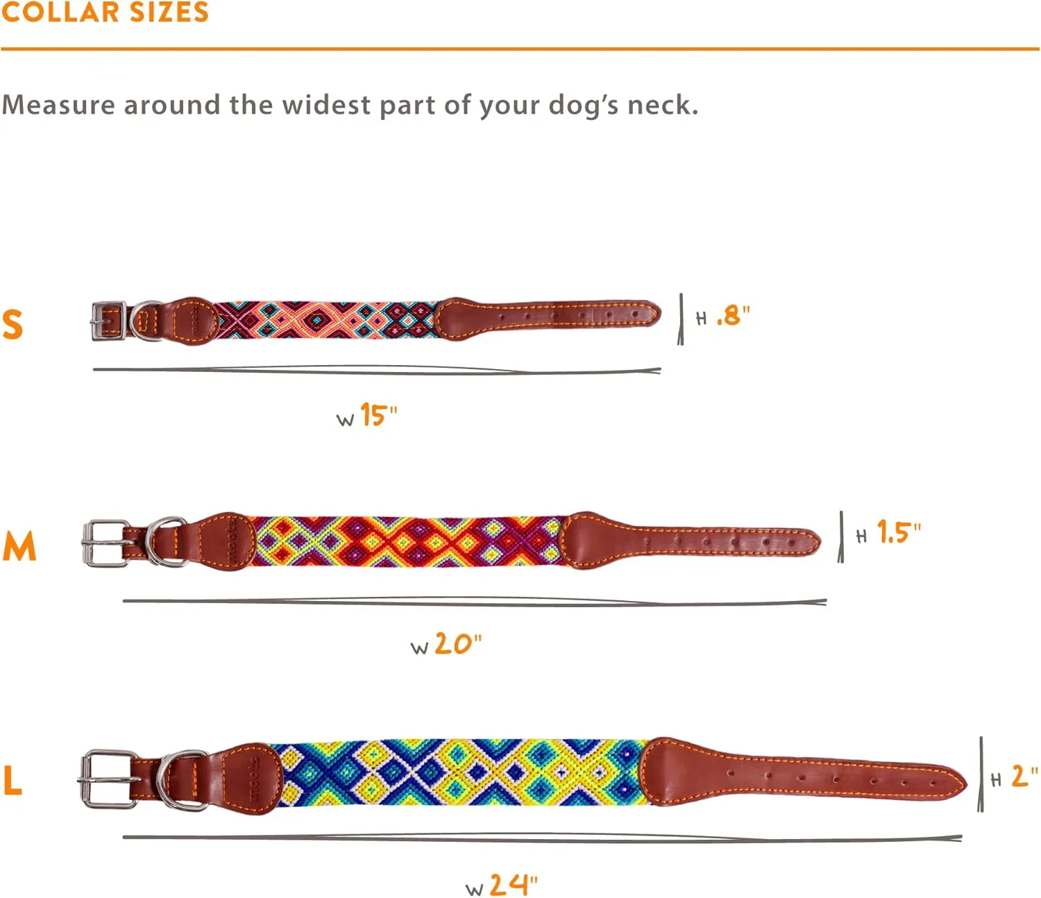 Moots Root Medium Dog Collar, Handmade with Durable Nylon and Leather, Colorful and Long-Lasting Design, Reinforced Steel Buckle, Adjustable, Comfortable, and Easy to Clean