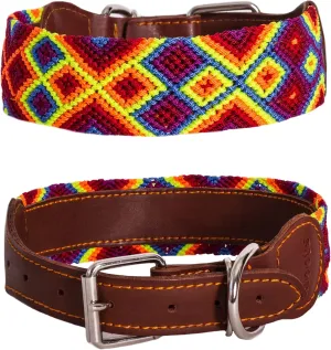Moots Root Medium Dog Collar, Handmade with Durable Nylon and Leather, Colorful and Long-Lasting Design, Reinforced Steel Buckle, Adjustable, Comfortable, and Easy to Clean