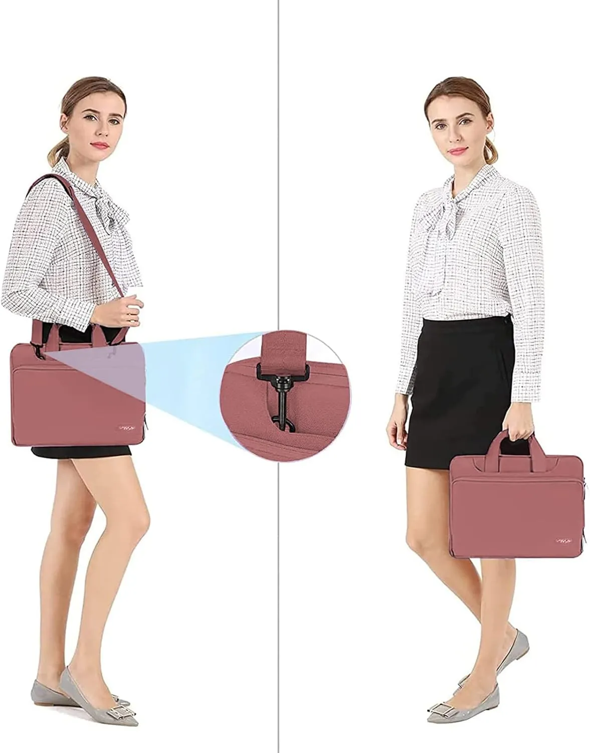 MOSISO 360 Protective Laptop Shoulder Bag Compatible with MacBook Air 15 M4 A3241 M3 A3114 M2 A2941/Pro 16 inch M4 M3 M2 M1, 15-15.6 inch Notebook,Matching Color Sleeve with Belt, Dusty Rose