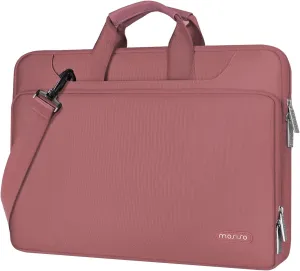 MOSISO 360 Protective Laptop Shoulder Bag Compatible with MacBook Air 15 M4 A3241 M3 A3114 M2 A2941/Pro 16 inch M4 M3 M2 M1, 15-15.6 inch Notebook,Matching Color Sleeve with Belt, Dusty Rose