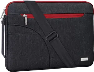 MOSISO Laptop Shoulder Bag Compatible with MacBook Air/Pro, 13-13.3 inch Notebook, Compatible with MacBook Pro 14 inch M3 M2 M1 2023-2021,Polyester Briefcase Sleeve with Front Arc Pocket, Red