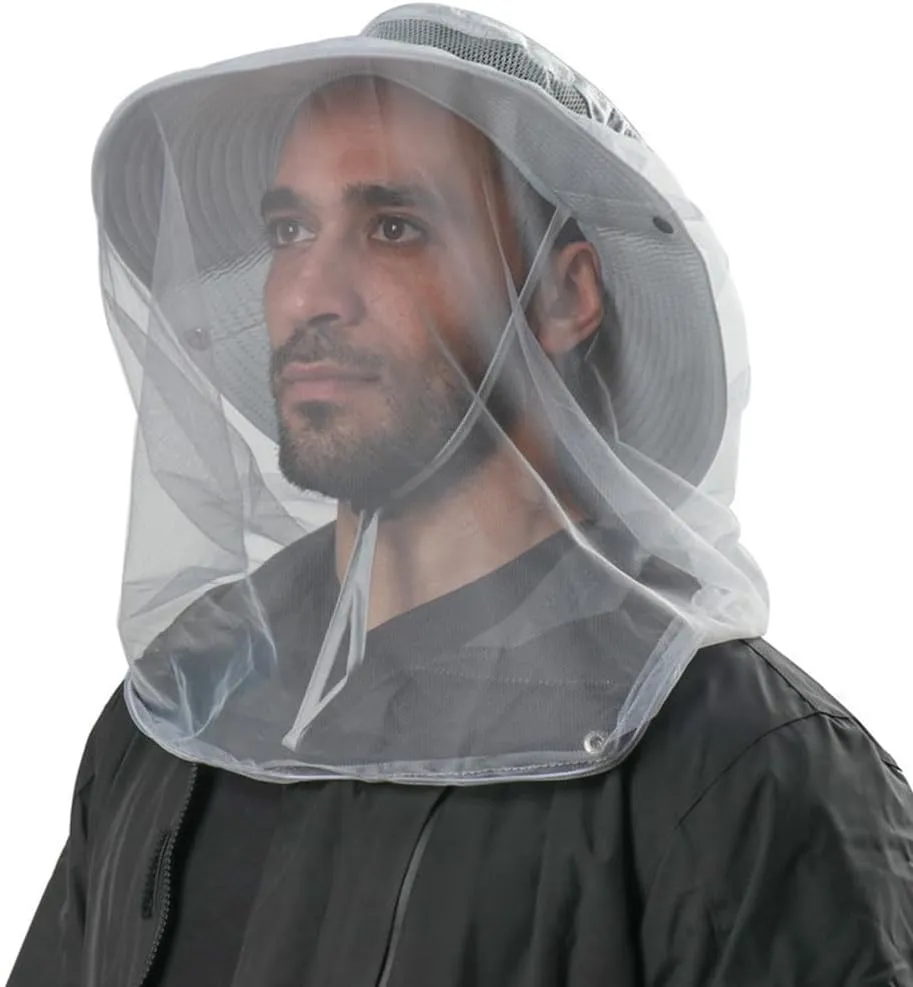 Mosquito Net Hat - Safari Sun Visor Hat with Removable Bug Net for Outdoor Men and Women