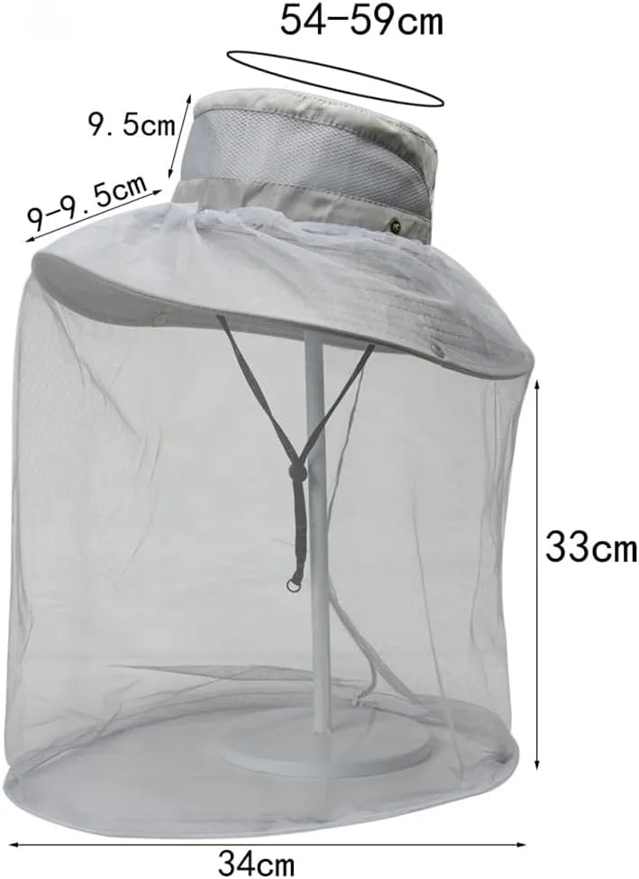 Mosquito Net Hat - Safari Sun Visor Hat with Removable Bug Net for Outdoor Men and Women