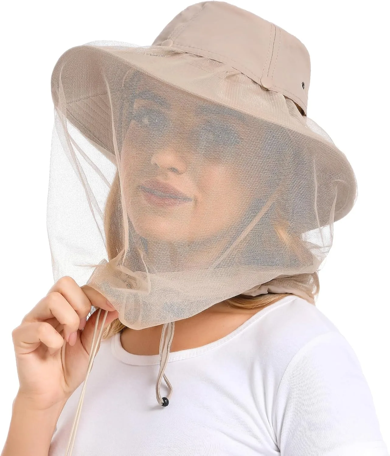 Mosquito Net Hat - Safari Sun Visor Hat with Removable Bug Net for Outdoor Men and Women