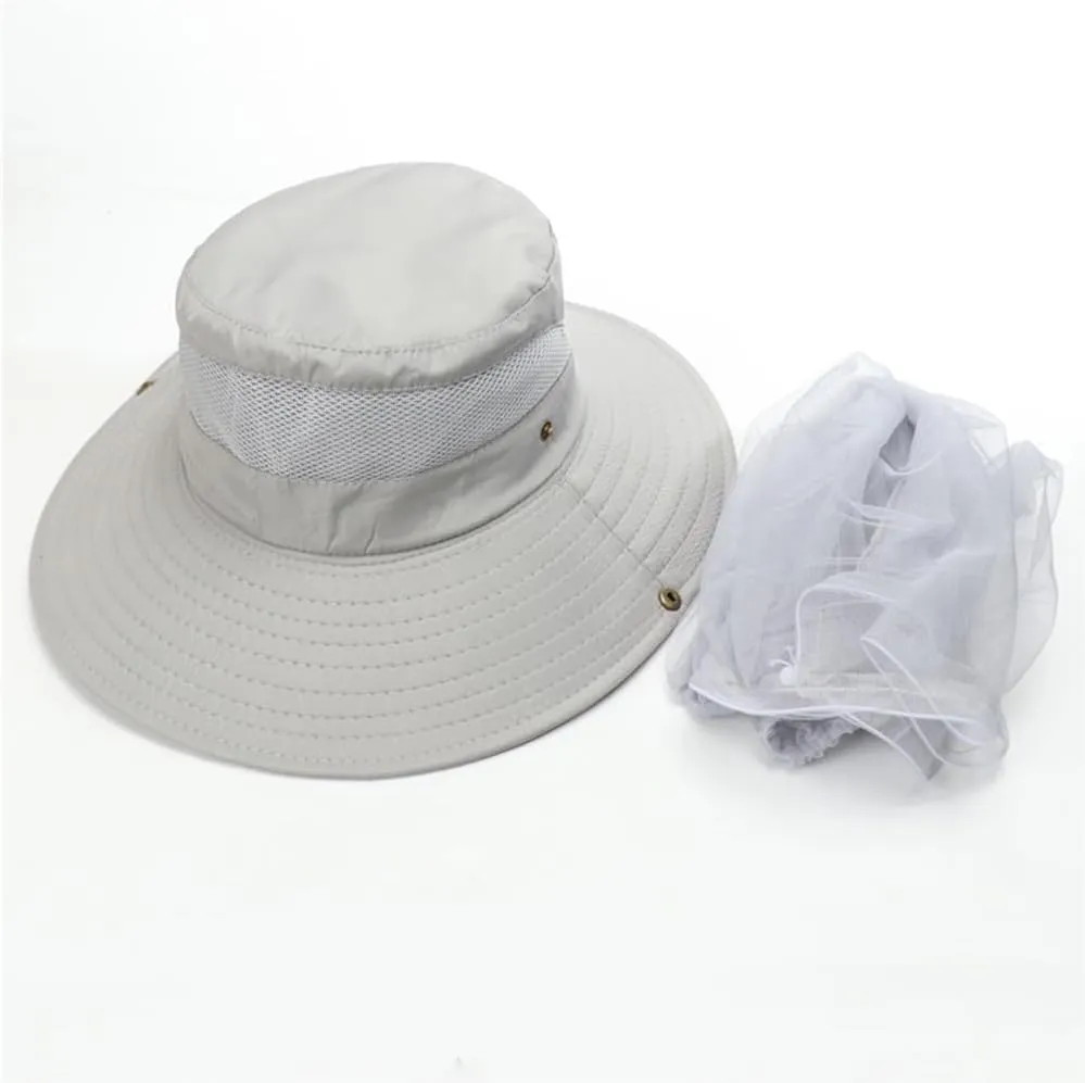 Mosquito Net Hat - Safari Sun Visor Hat with Removable Bug Net for Outdoor Men and Women