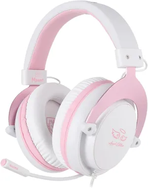MPOWER Stereo Gaming Headset for PS4, PC, Mobile, Noise Cancelling Over Ear Headphones with Retractable Flexible Mic & Soft Memory Earmuffs for Laptop Mac Games-Angel Edition