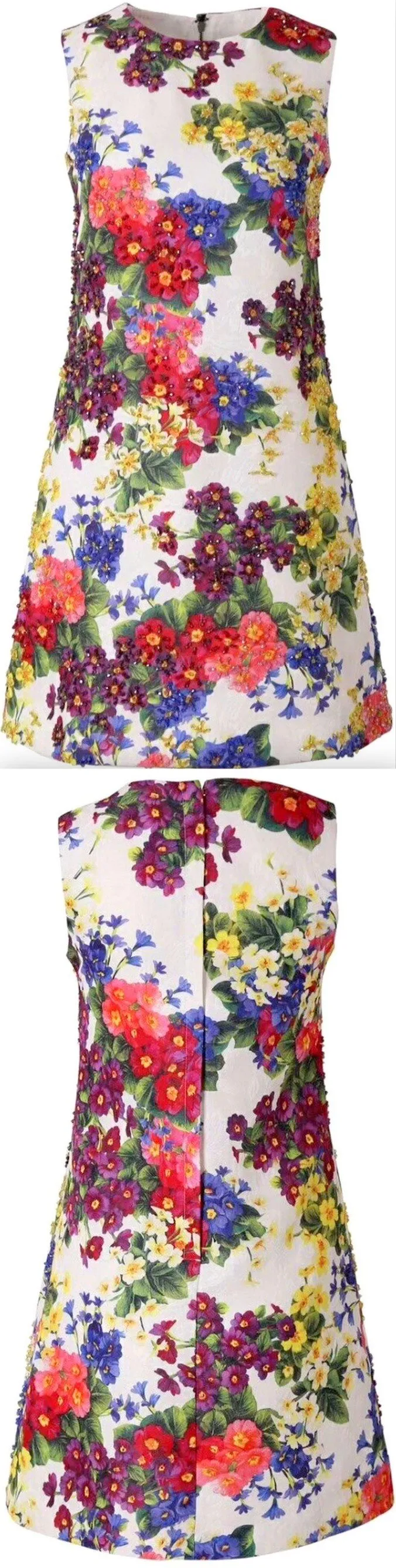 Multi Colored Floral Embellished Mini Dress