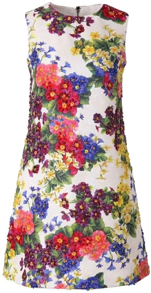 Multi Colored Floral Embellished Mini Dress
