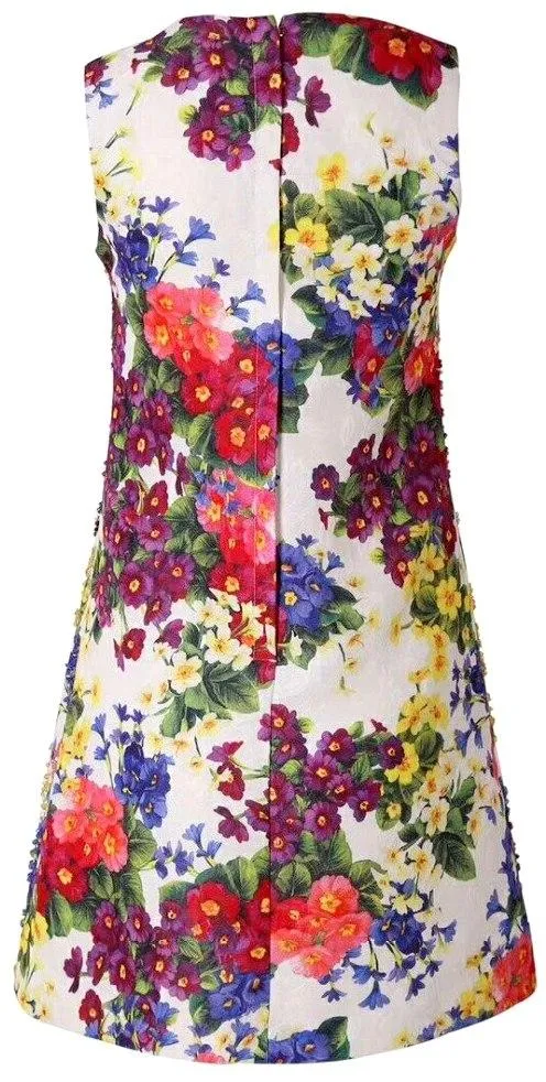 Multi Colored Floral Embellished Mini Dress