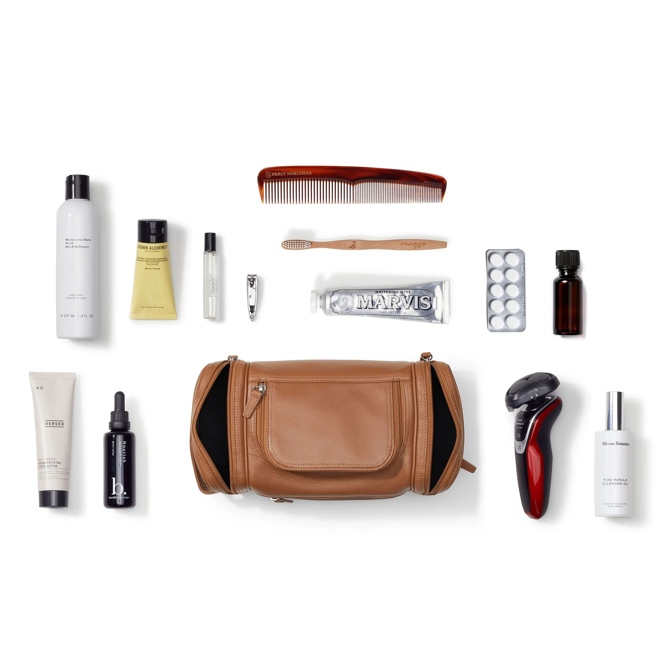 Multi Pocket Toiletry Bag Cognac
