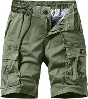Muscularfit Linen Shorts Men 2023 Regular and Big & Tall Fashion Outdoor Cargo Shorts Summer Drawstring Elastic Waist Shorts