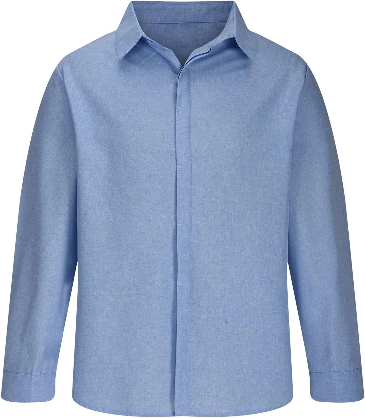 Muscularfit Long Sleeve Button Down Shirts for Men Summer Fashion Solid Color Collar Tshirts Trendy Outfits Clothing 2024