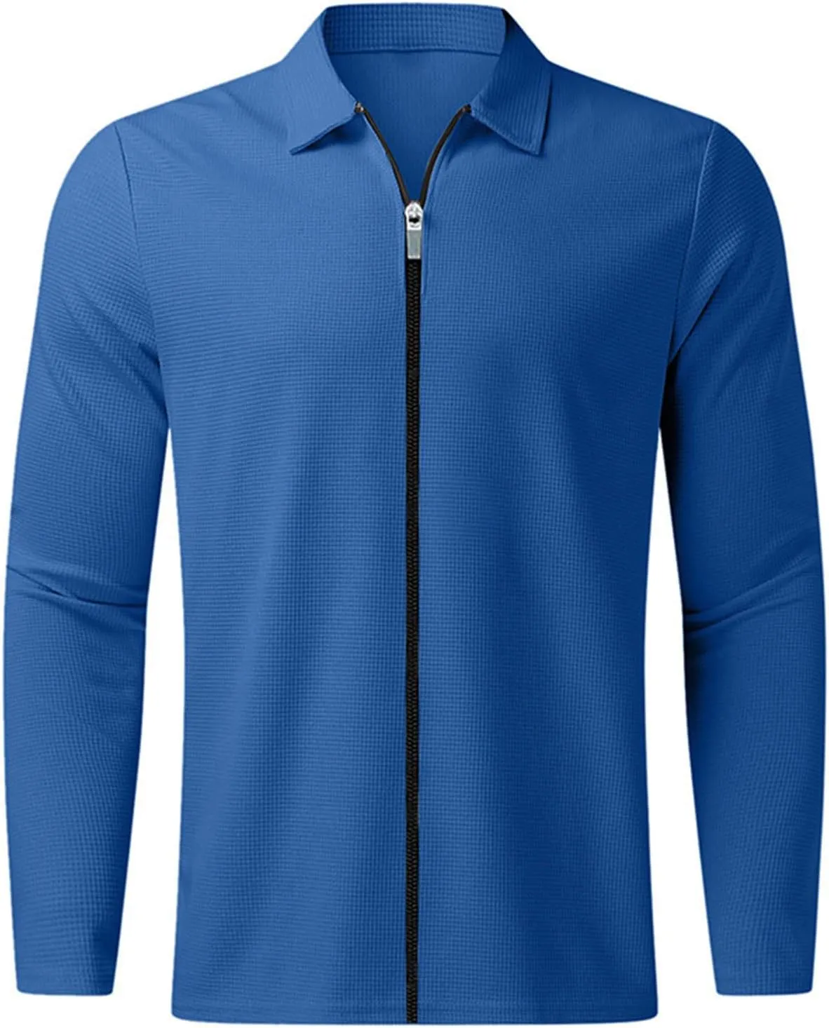 Muscularfit Mens Fall Jackets Long Sleeve Casual Waffle Coat Classic Full Zip Relaxed Fit Collared Jacket Outdoor Trendy Coat