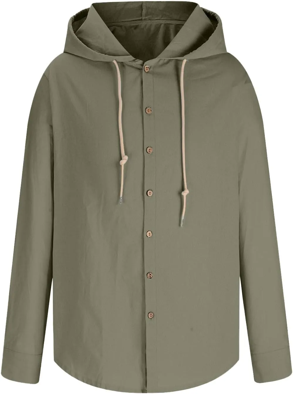 Muscularfit Men's Fashion Hoodies & Sweatshirts Drawstring Casual Long Sleeve Cotton Linen Shirts Fashion Button Down Hoodies