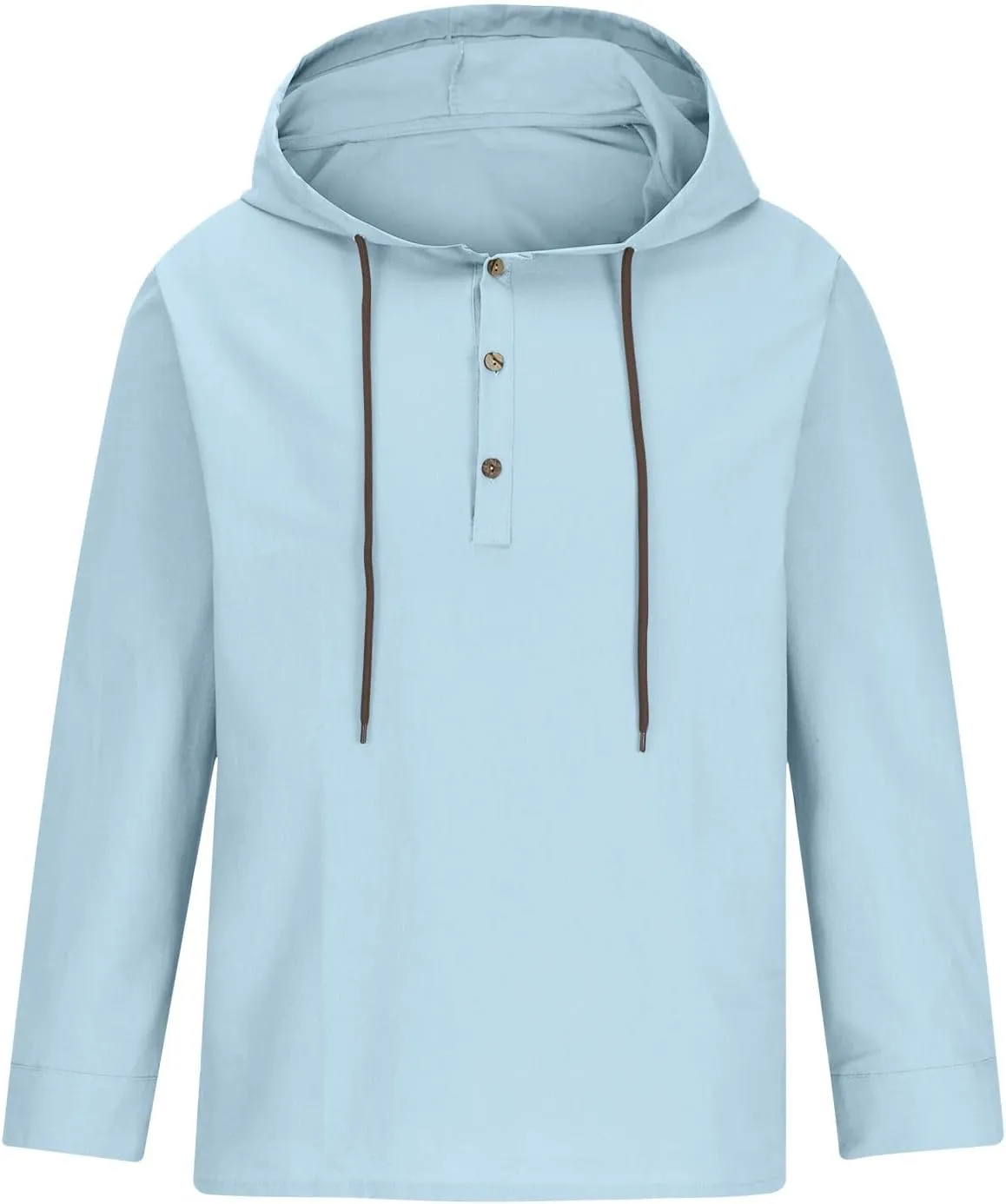 Muscularfit Men's Fashion Hoodies & Sweatshirts Drawstring Casual Long Sleeve Cotton Linen Shirts Fashion Button Down Hoodies