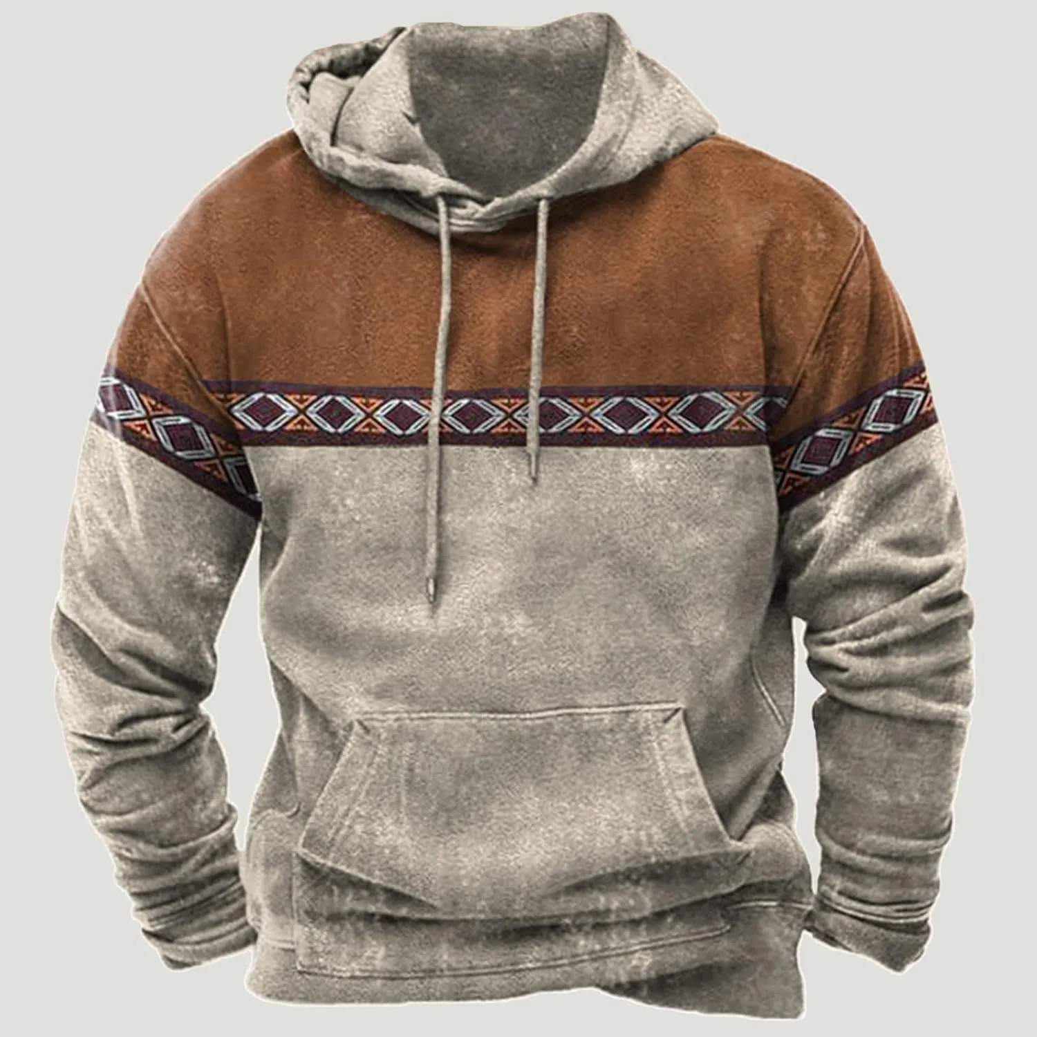 Muscularfit Mens Hoodie Casual Aztec Ethnic Drawstring Hooded Sweatshirts Long Sleeve Graphic Shirt Lightweight Pullover 2024