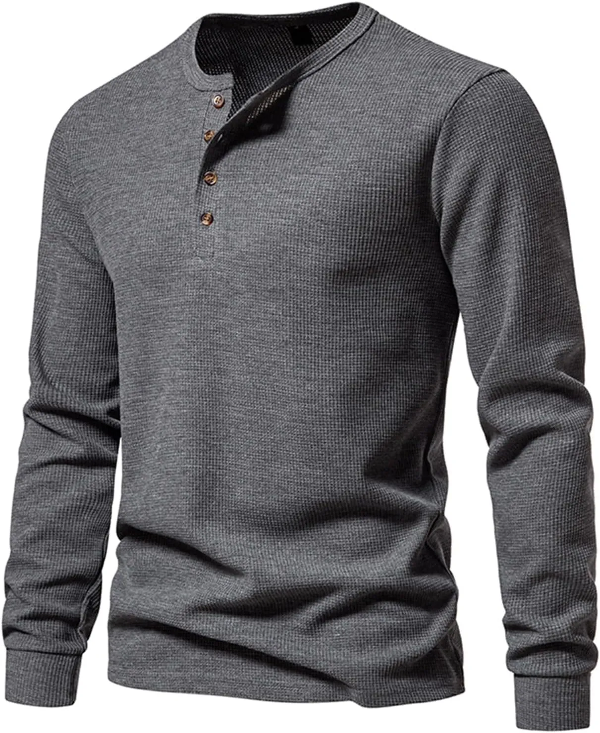 Muscularfit Mens Shirts Long Sleeve Button Down Solid Polo Shirt Casual Solid Henley T-Shirts Slim Fit Gym Workout Tee Tops