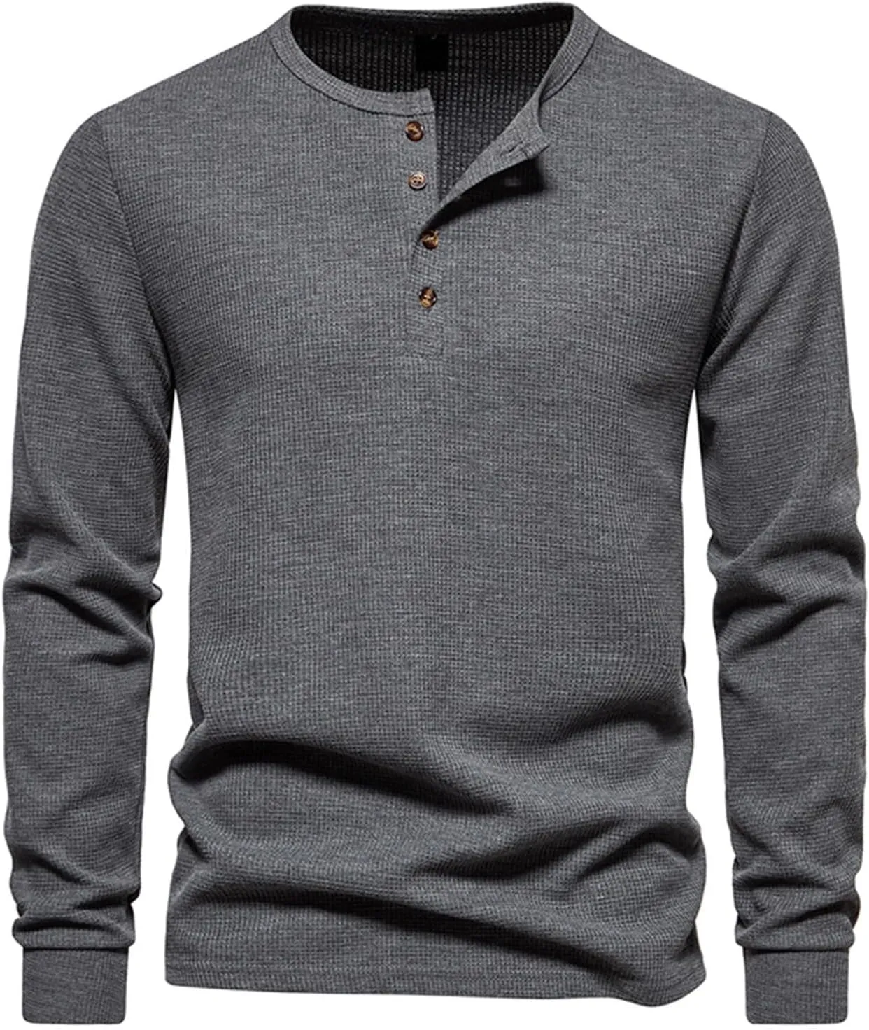 Muscularfit Mens Shirts Long Sleeve Button Down Solid Polo Shirt Casual Solid Henley T-Shirts Slim Fit Gym Workout Tee Tops