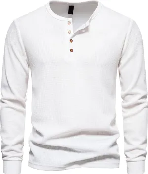 Muscularfit Mens Shirts Long Sleeve Button Down Solid Polo Shirt Casual Solid Henley T-Shirts Slim Fit Gym Workout Tee Tops