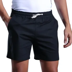 Muscularfit Mens Stretch Shorts Summer Causal Elastic Waist Drawstring Cotton Linen Shorts Loose Fit Solid Gym Beach Shorts