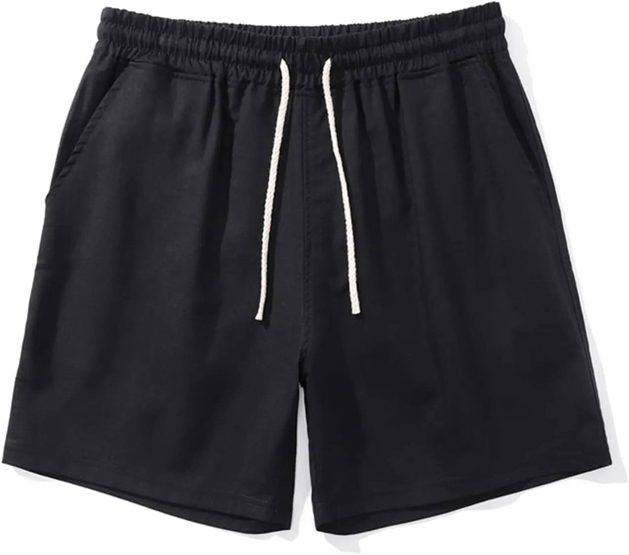Muscularfit Mens Stretch Shorts Summer Causal Elastic Waist Drawstring Cotton Linen Shorts Loose Fit Solid Gym Beach Shorts