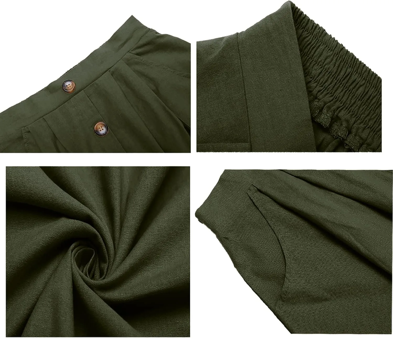 Naggoo Womens Summer Skirts Casual Front Button A-Line High Waisted Midi Skirt with Pockets
