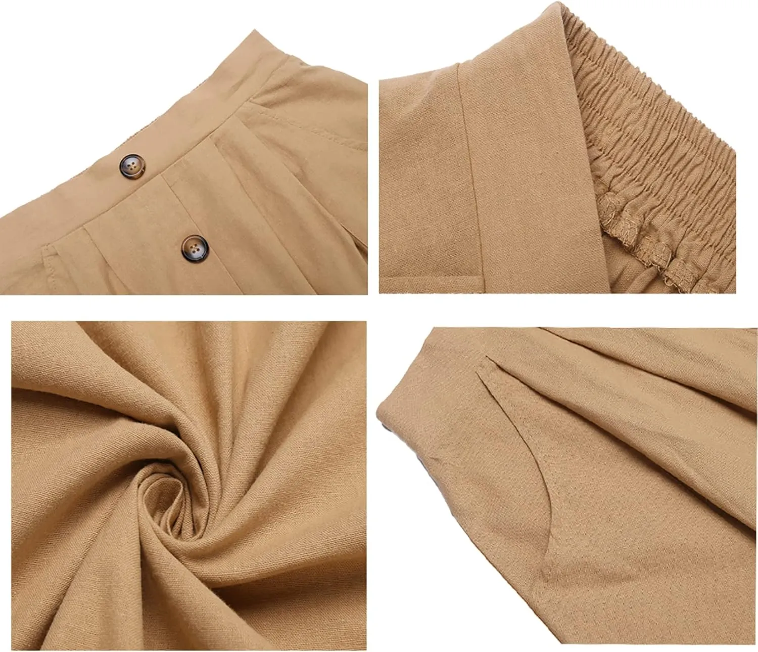 Naggoo Womens Summer Skirts Casual Front Button A-Line High Waisted Midi Skirt with Pockets