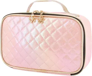 Naimo Metallic Cosmetic Bag Large Capacity Storage Bag Portable Travel Toiletry Bag Zipper Organizer Shiny Holographic Makeup Bag with Handle