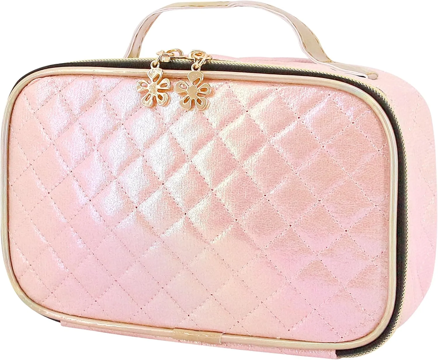 Naimo Metallic Cosmetic Bag Large Capacity Storage Bag Portable Travel Toiletry Bag Zipper Organizer Shiny Holographic Makeup Bag with Handle