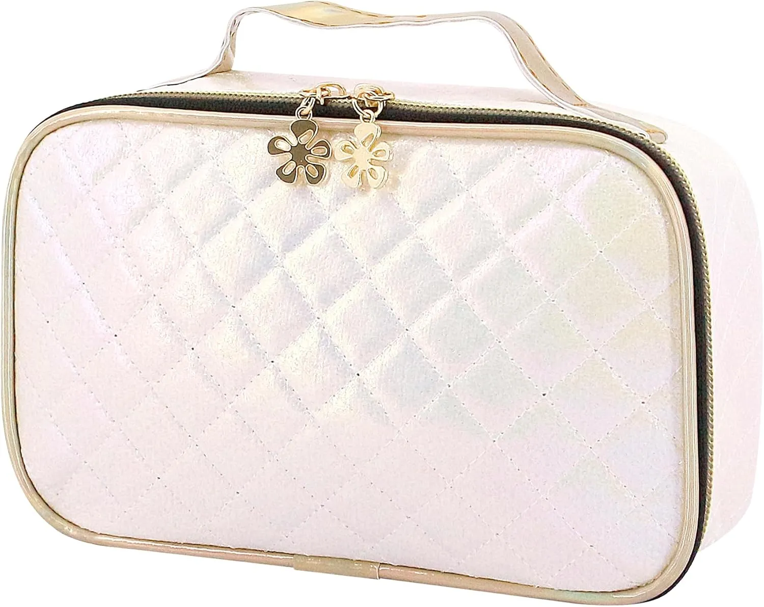 Naimo Metallic Cosmetic Bag Large Capacity Storage Bag Portable Travel Toiletry Bag Zipper Organizer Shiny Holographic Makeup Bag with Handle