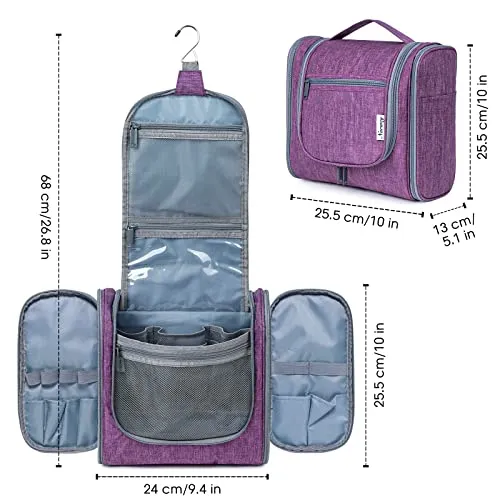 Narwey Small Hanging Toiletry Bag Women Travel Makeup Bag Organizer Toiletries Bag for Travel Size Essentials Accessories Cosmetics (Medium, Elephant)