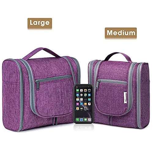 Narwey Small Hanging Toiletry Bag Women Travel Makeup Bag Organizer Toiletries Bag for Travel Size Essentials Accessories Cosmetics (Medium, Elephant)