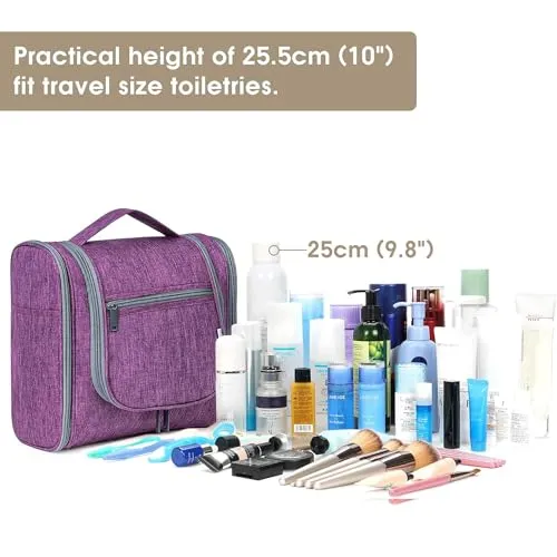 Narwey Small Hanging Toiletry Bag Women Travel Makeup Bag Organizer Toiletries Bag for Travel Size Essentials Accessories Cosmetics (Medium, Elephant)