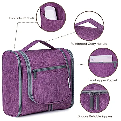Narwey Small Hanging Toiletry Bag Women Travel Makeup Bag Organizer Toiletries Bag for Travel Size Essentials Accessories Cosmetics (Medium, Elephant)