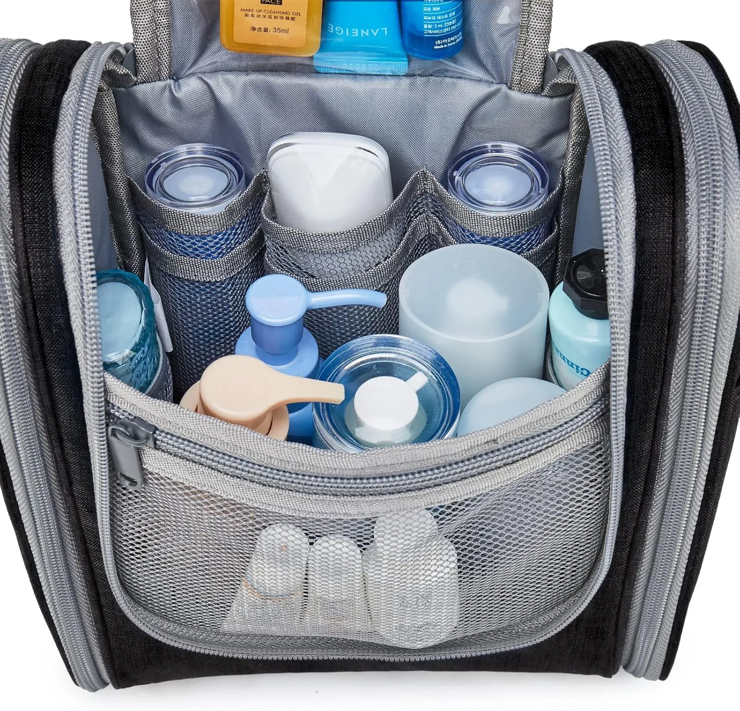 Narwey Small Hanging Travel Toiletry Bag Cosmetic Make up Organizer for Women and Men (Medium, Black)