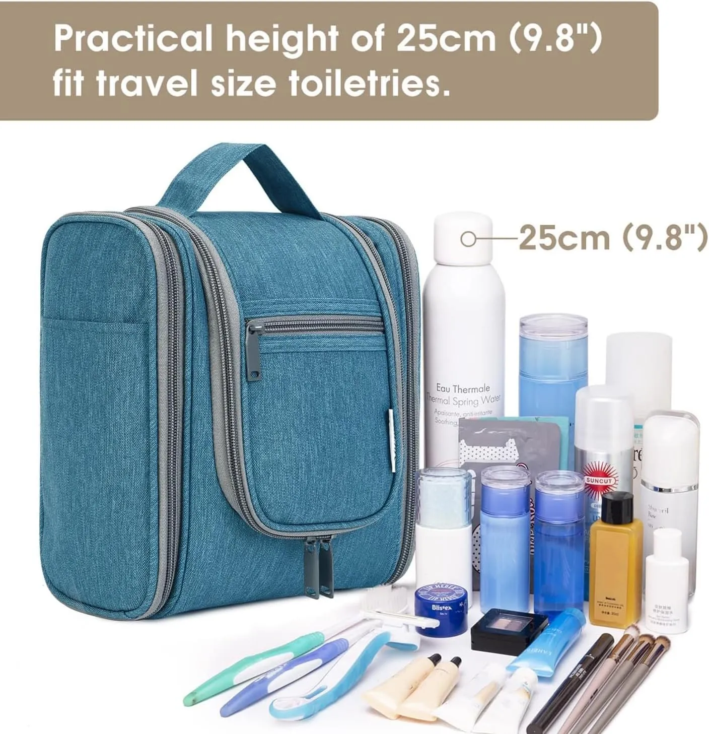 Narwey Small Hanging Travel Toiletry Bag Cosmetic Make up Organizer for Women and Men (Medium, Navy Blue)
