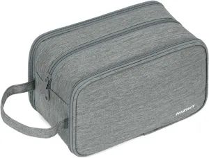 Narwey Travel Toiletry Bag with Brush Compartments for Men and Women, Traveling Dopp Kit, Shaving Bag, Portable Cosmetic Bag, Make up bag with Brush Storage for Women (Grey)