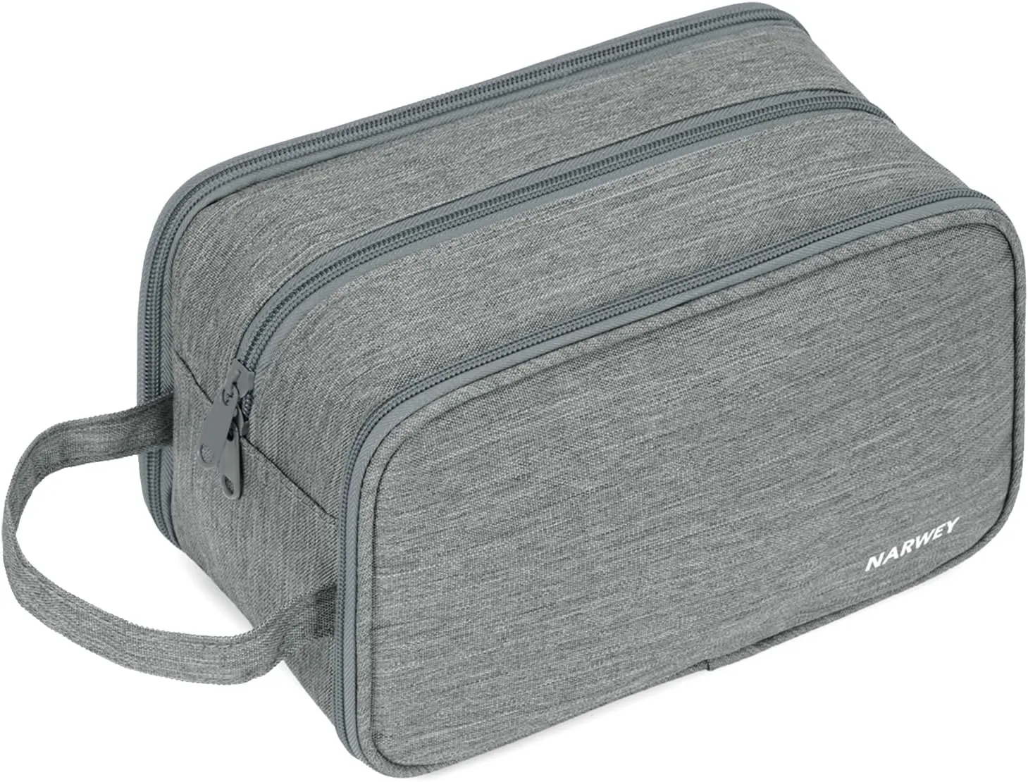 Narwey Travel Toiletry Bag with Brush Compartments for Men and Women, Traveling Dopp Kit, Shaving Bag, Portable Cosmetic Bag, Make up bag with Brush Storage for Women (Grey)