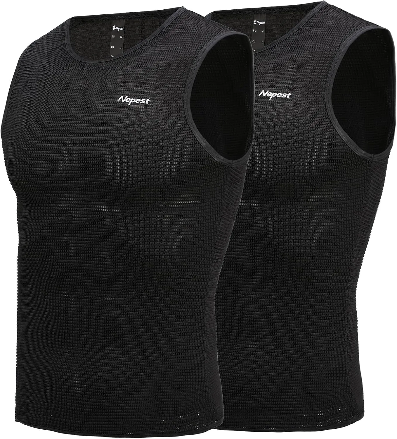 Nepest Mens Vests/Short Sleeve Biking Base Layer Mesh Sleeveless Cycling Baselayer Bicycle Ultralight Undershirts