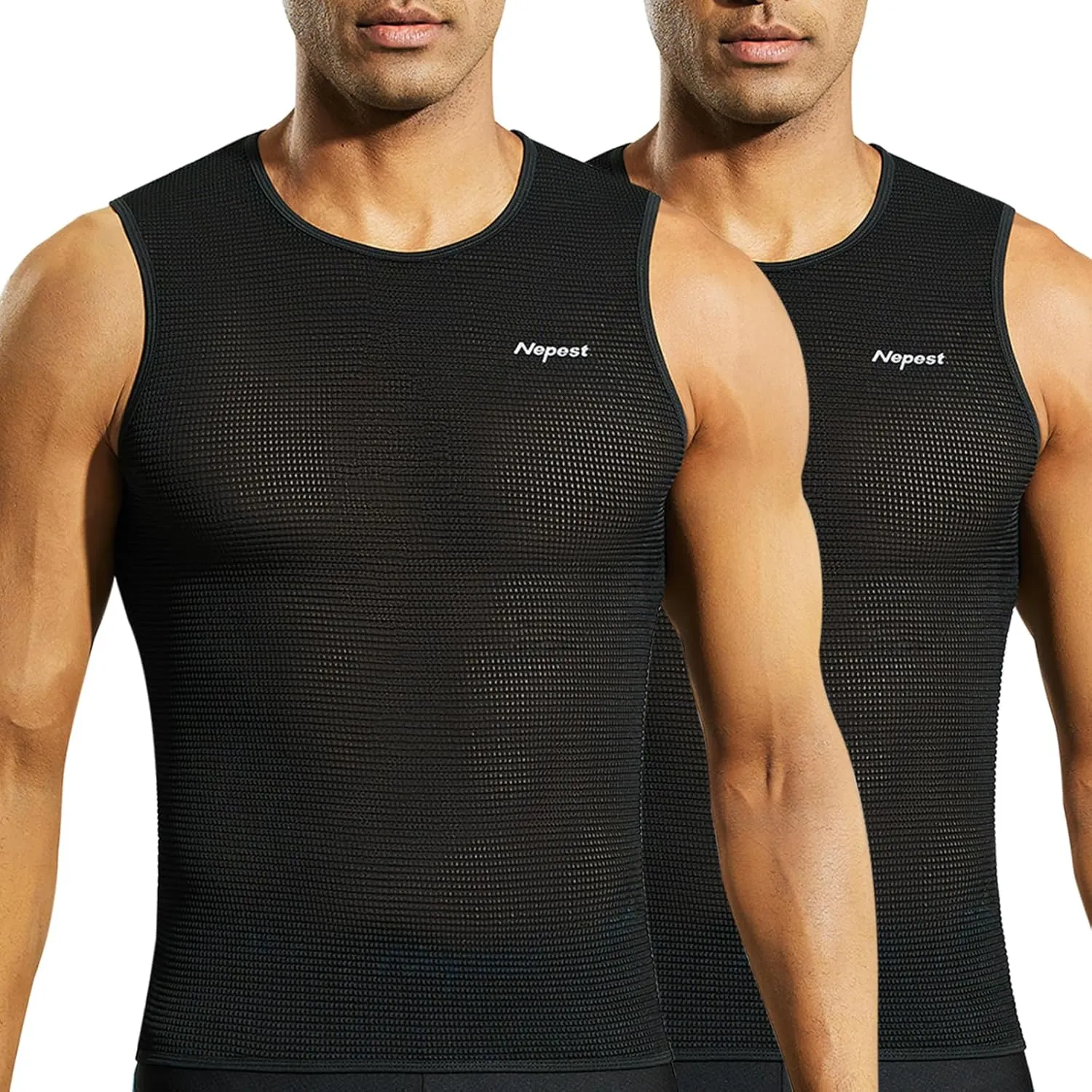 Nepest Mens Vests/Short Sleeve Biking Base Layer Mesh Sleeveless Cycling Baselayer Bicycle Ultralight Undershirts