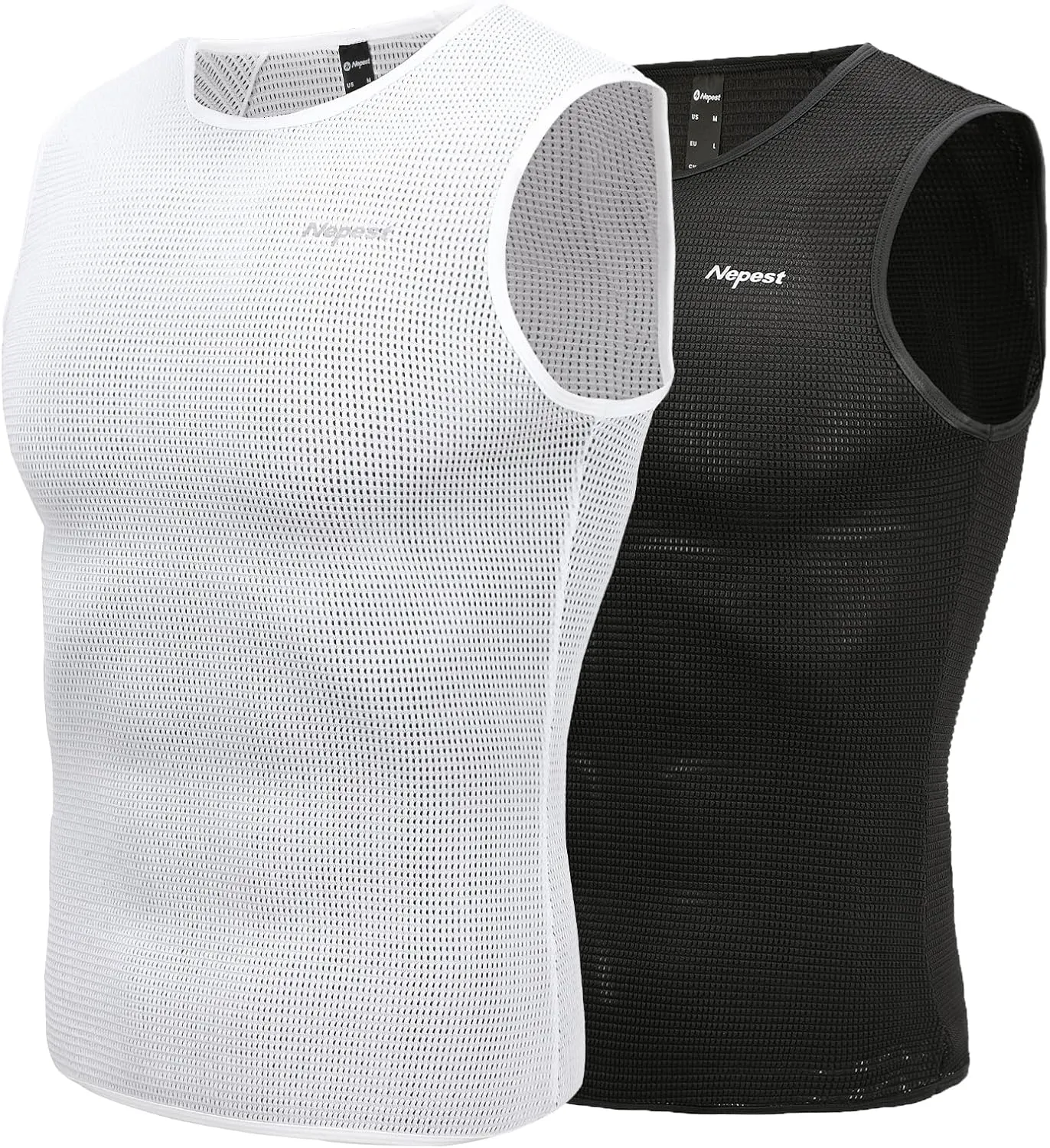 Nepest Mens Vests/Short Sleeve Biking Base Layer Mesh Sleeveless Cycling Baselayer Bicycle Ultralight Undershirts