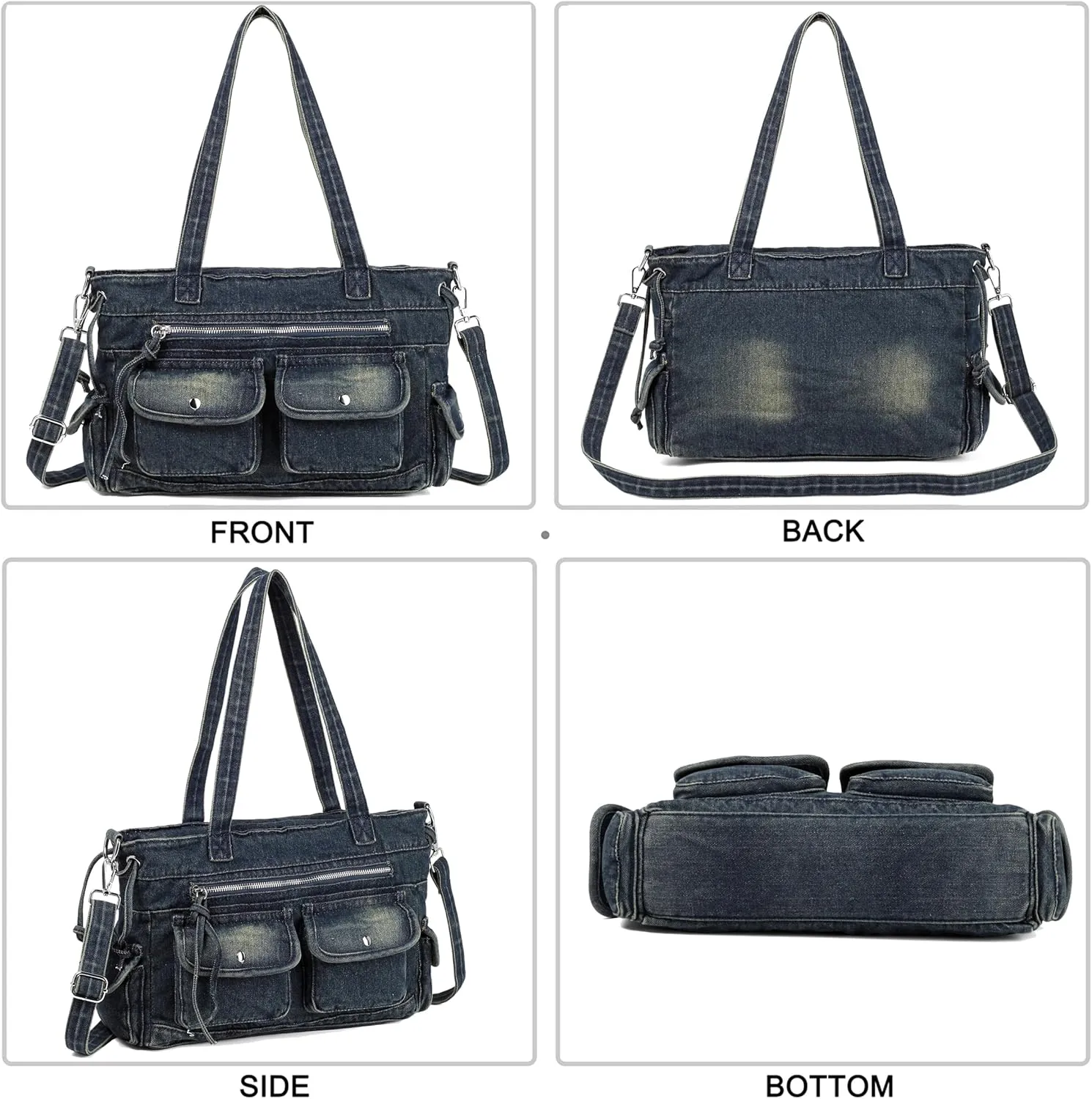 New Jeans Bag Washed Denim Bag for Women Cute Denim Messenger Bag Blue Jean Purses and Handbags