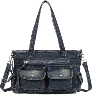 New Jeans Bag Washed Denim Bag for Women Cute Denim Messenger Bag Blue Jean Purses and Handbags