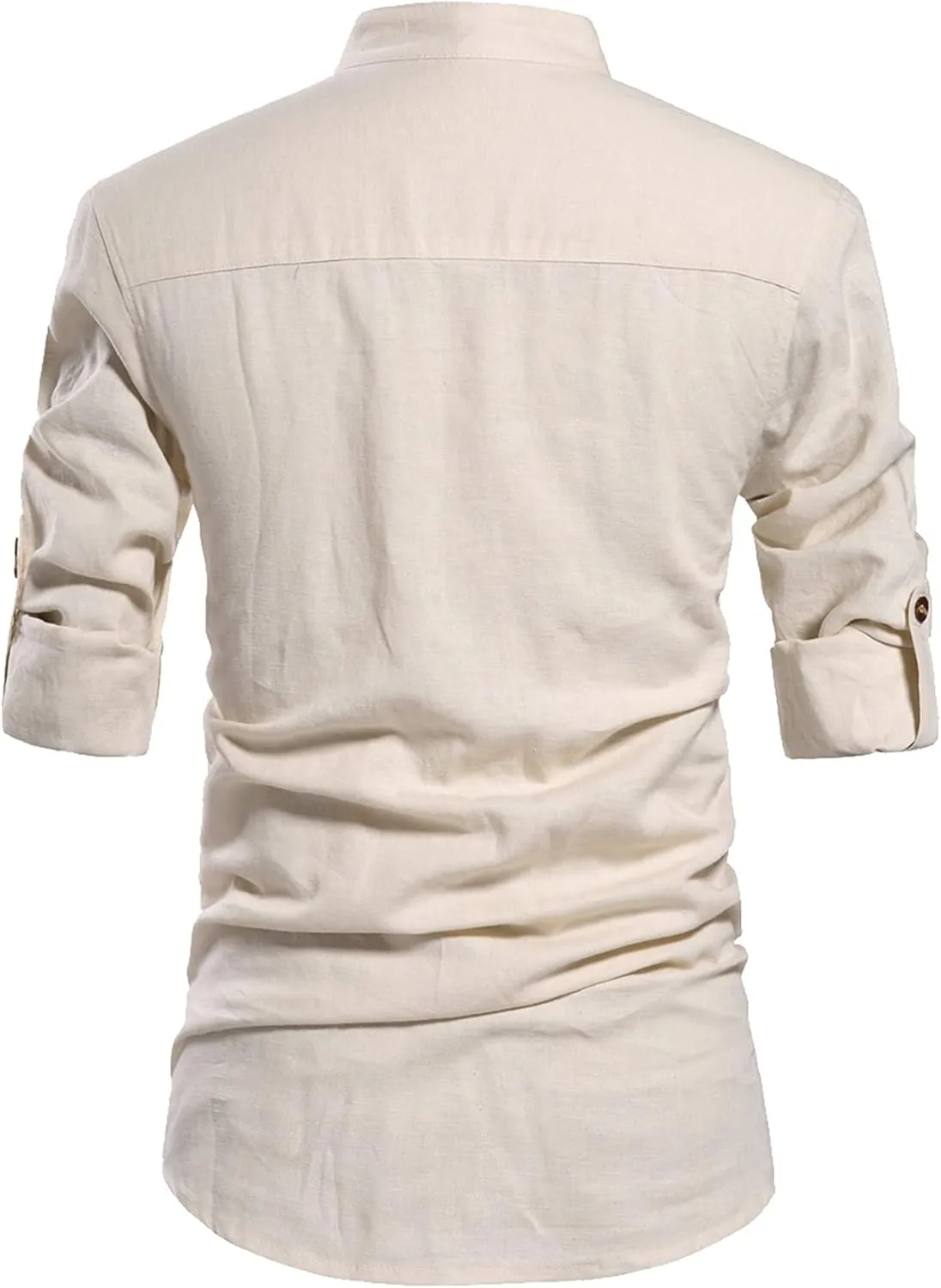 NITAGUT Men Henley Neck Long Sleeve Daily Look Linen Shirts