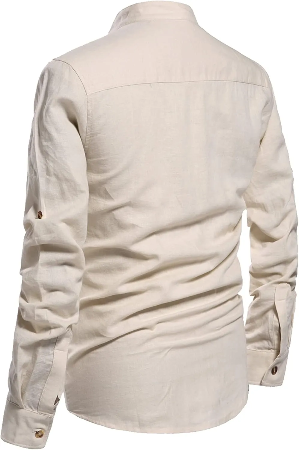 NITAGUT Men Henley Neck Long Sleeve Daily Look Linen Shirts