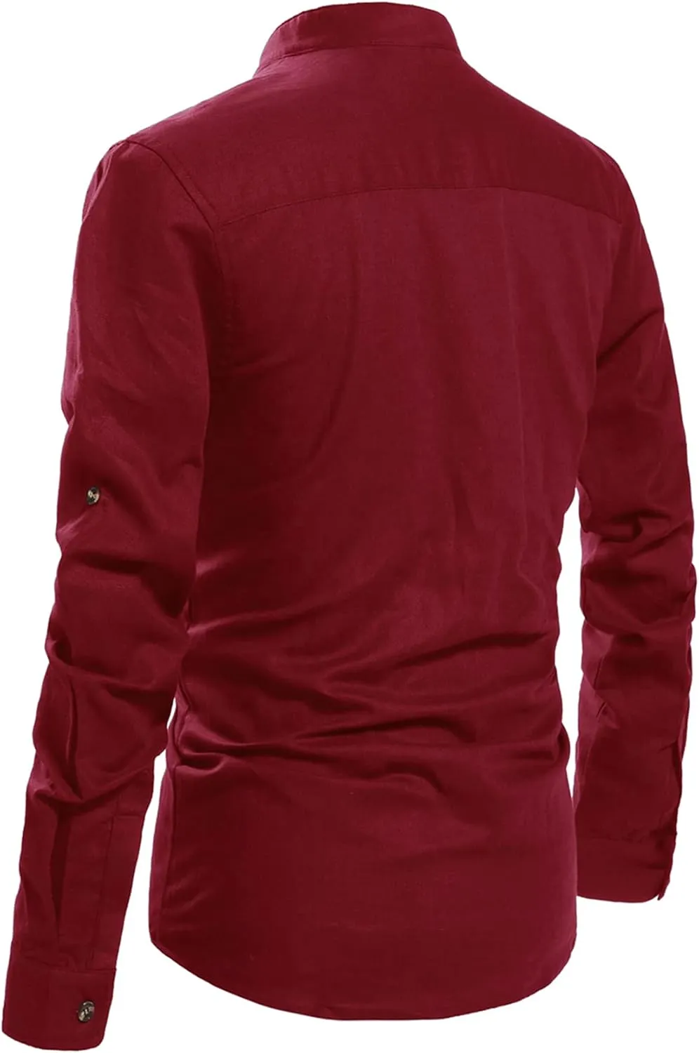 NITAGUT Men Henley Neck Long Sleeve Daily Look Linen Shirts