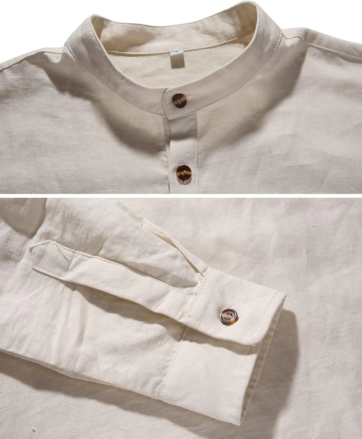 NITAGUT Men Henley Neck Long Sleeve Daily Look Linen Shirts