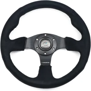 NRG Innovations NRG-RST-012SA Reinforced Steering Wheel - Alcantara Steering Wheel 320mm Diameter, and 25mm Deep with Black Stitch