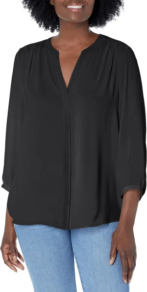 NYDJ Women's Pintuck Blouse 3/4 Sleeve
