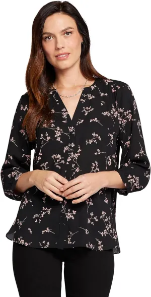 NYDJ Women's Pintuck Blouse 3/4 Sleeve